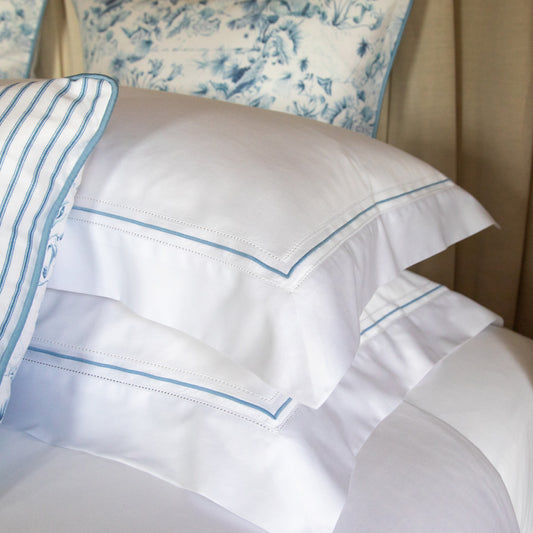 Warm Harbour Oxford Pillowcase in Tidal Blue